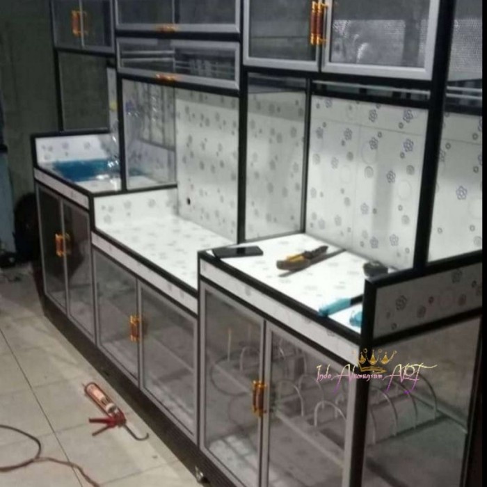 Rak Dapur Rak Piring Kaca Alumunium - Kitchen Set Dapur
