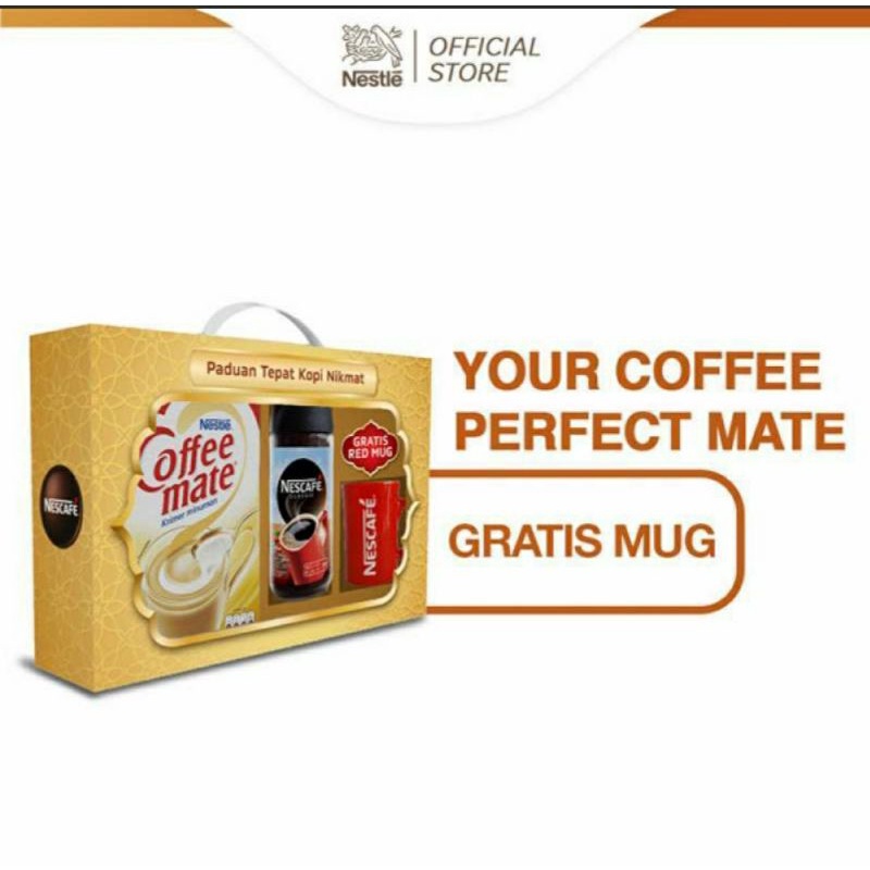 Nescafe Classic Kopi Instan Hitam Jar Gift Set [100 g] + Coffee - Mate Krimer [450 g] + Frèe Mug Mer