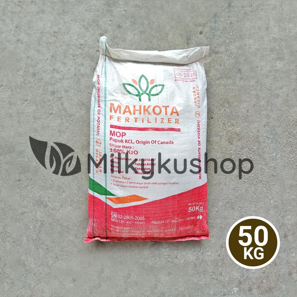 PUPUK MAHKOTA KCL MOP 50 KG KEMASAN PABRIK VIA GOSEND GRAB