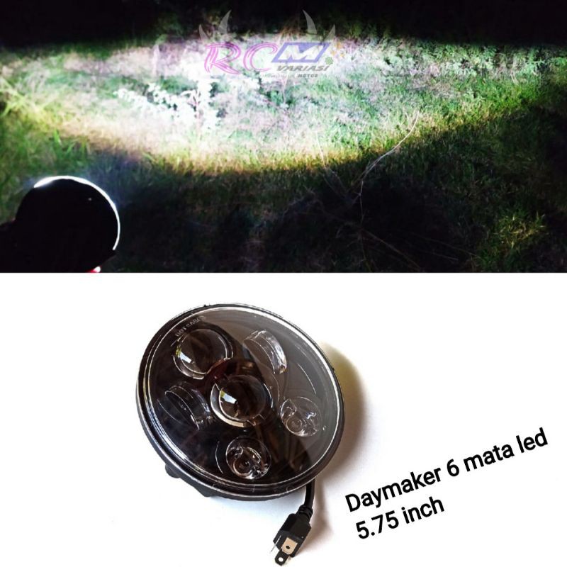 Lampu depan Daymaker 5.75 inch 6 mata led japstyle cb gl Vespa jeep katana harley