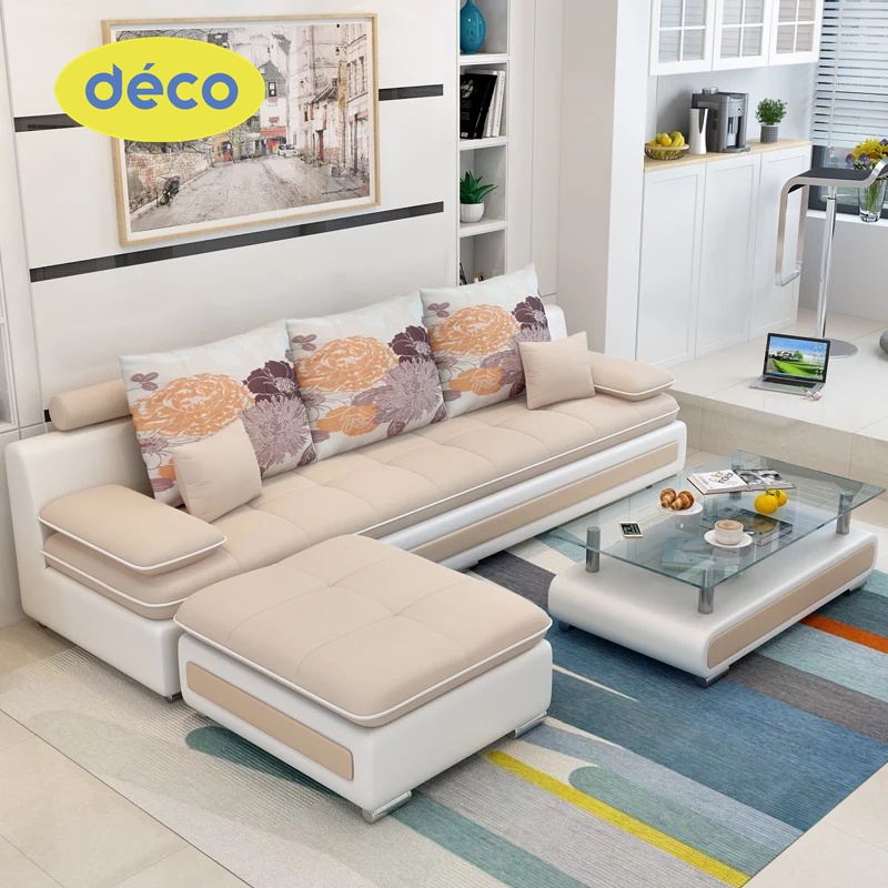 Kursi Sofa Ruang Tamu leter L 3 Seater Desain Mewah
