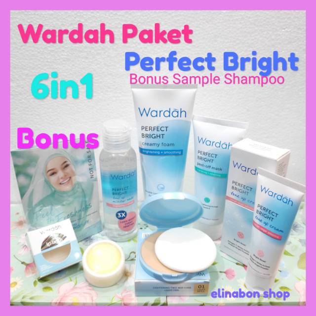 Wardah paket perfect bright 6in1 bonus sample shampoo