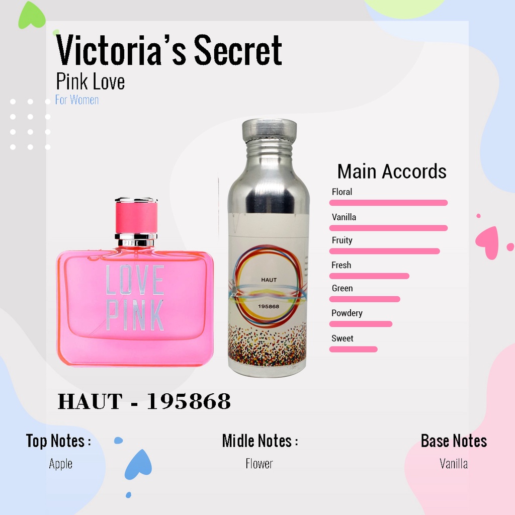 BIBIT PARFUM MURNI VICTORIA SECRET PINK LOVE - HAUT NICA FRAGRANCE 100 ML