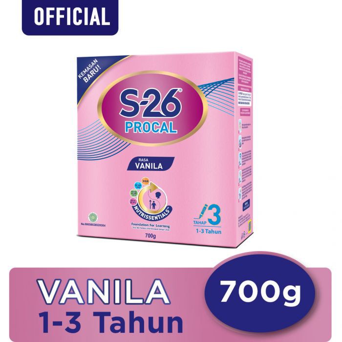 S-26 Procal Tahap 3 Vanila Susu Pertumbuhan Anak Usia 1-3 Tahun, Kotak 700 gr