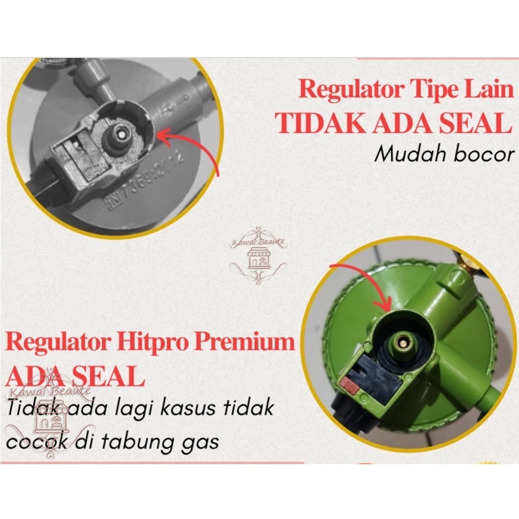 Set Reg Hitpro HLP-5E-CS (Seal) Selang + Regulator Premium