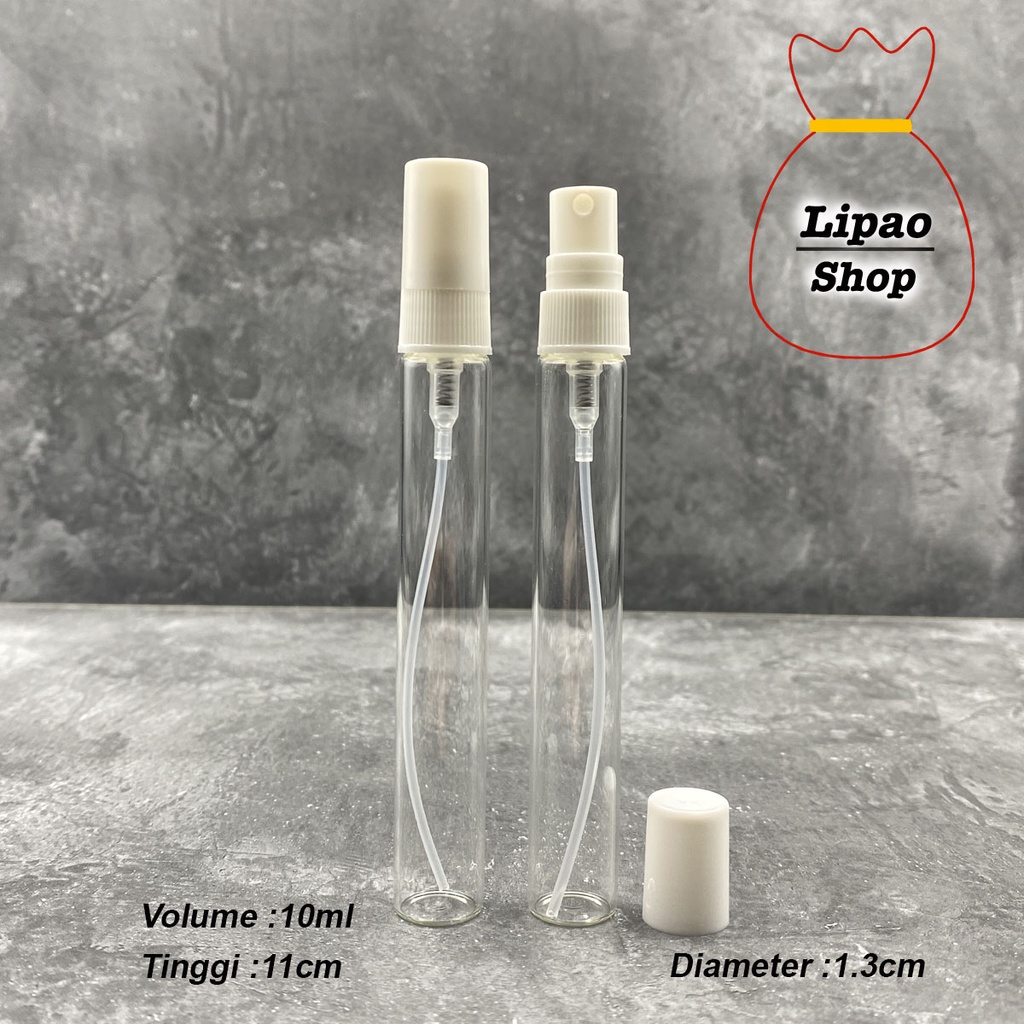 Botol Spray Kaca 10ml Parfum Vial Refillable Atomizer Tutup Putih Travel Size untuk Parfum Decant