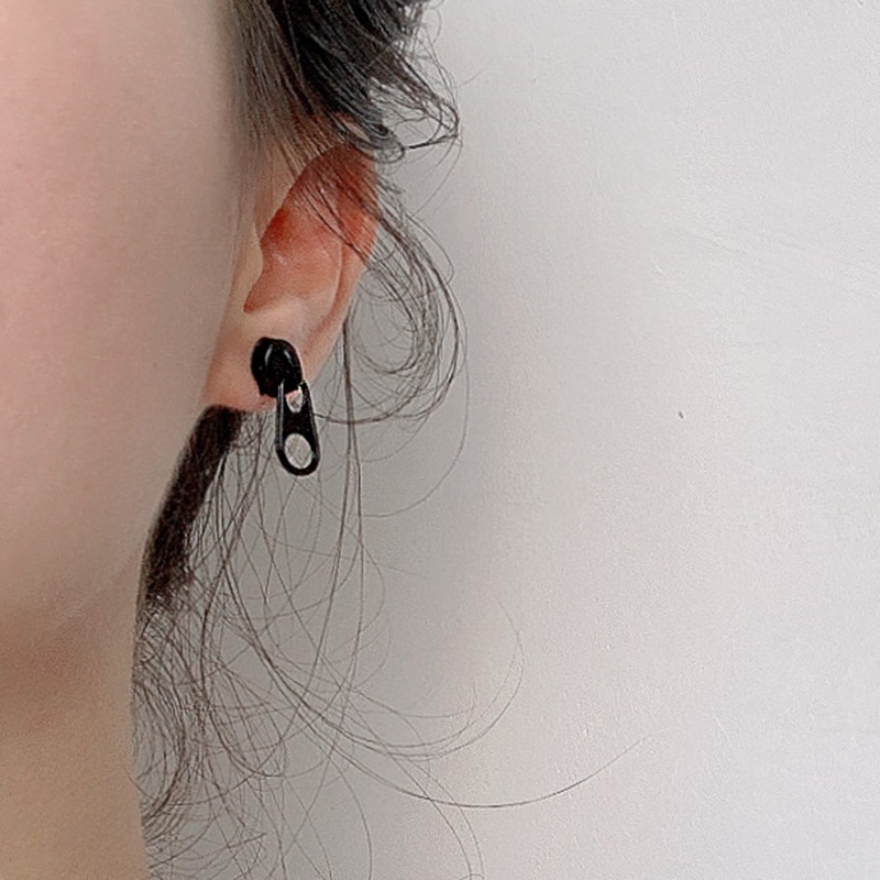 Anting Bentuk Kepala Ritsleting Gaya Retro Punk