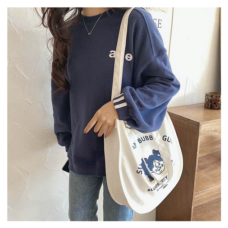 TC-07 tas canvas tote bag wanita import korea jepang simple besar girl diary