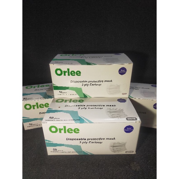 MASKER ORLEE EARLOOP 3 PLY KEMENKES NON MEDIS WARNA PUTIH 50 PCS