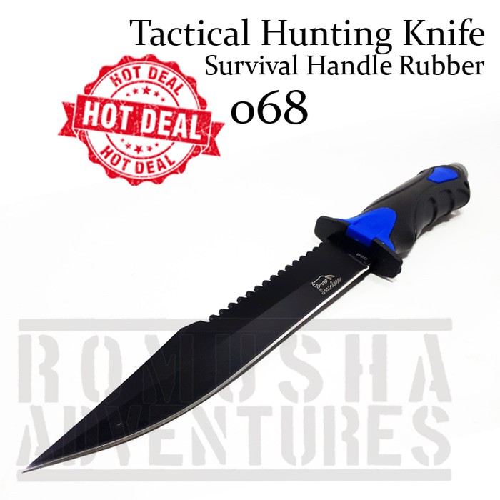 FIXED KNIFE 068 TACTICAL HUNTING RUBBER HAND GRIP SURVIVAL OUTDOOR