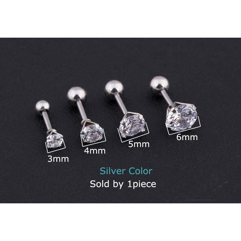 1piece 4Claws Earrings Cartilage Daith Helix Piercing Ear Tragus Stud 18G 6mm Length