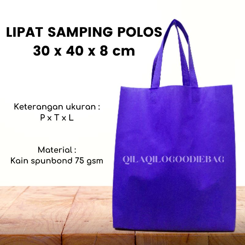 

TAS SPUNBOND LIPAT SAMPING POLOS ukuran 30 x 40 x 8 cm (P x T x L)