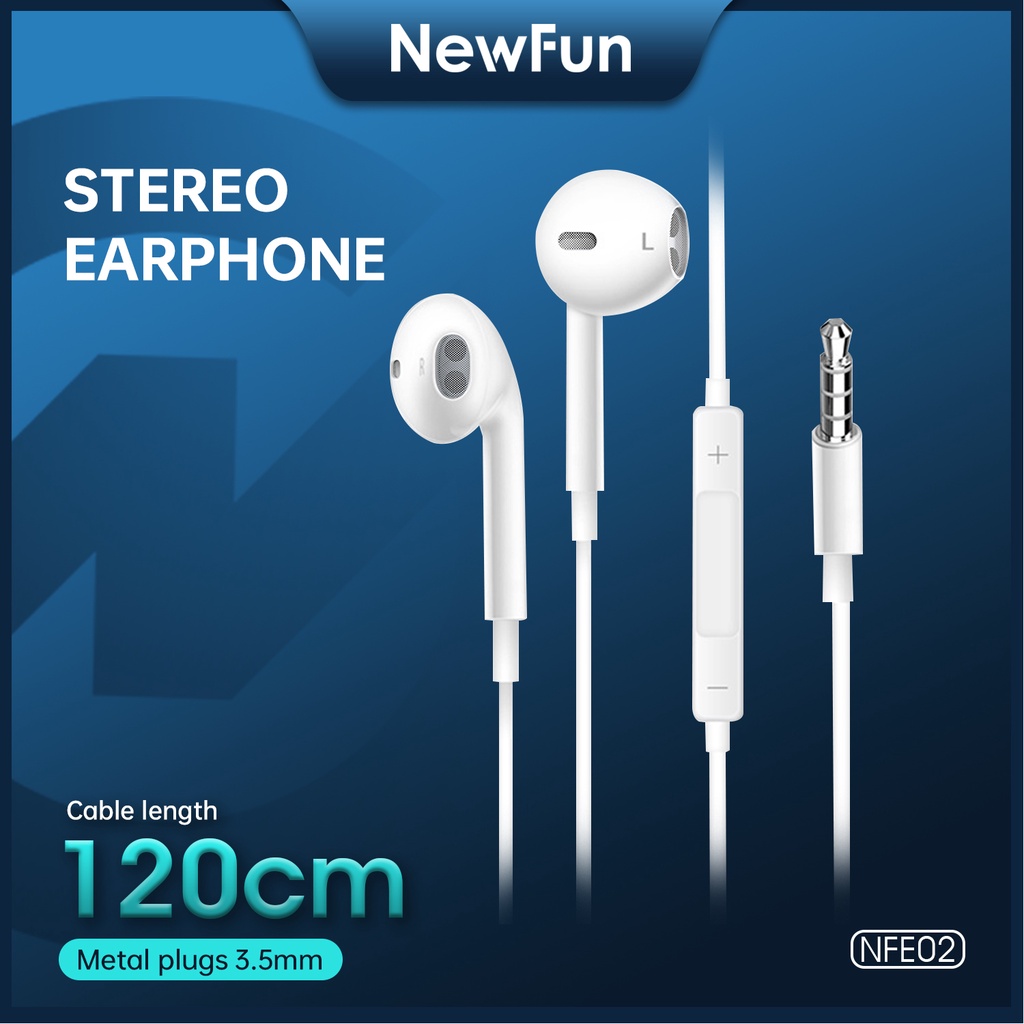 NewFun NFT02 TWS Bluetooth Earphones Sports Headset 5.0 Stereo Game HeadPhones Waterproof Wireless Earphone Touch Control Bass Earbuds  For Android and IOS-NFE02-3.5mm