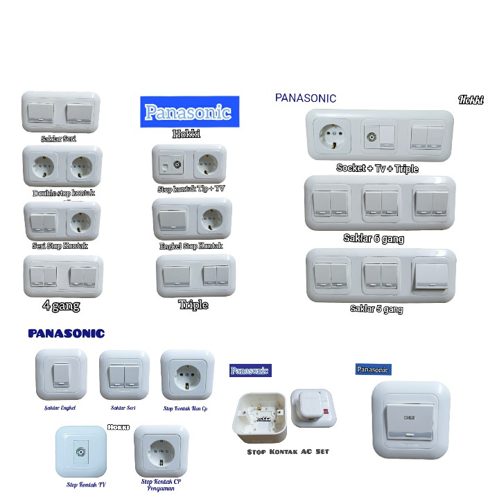 Panasonic Saklar Engkel Saklar Seri Stop Kontak Engkel Stop Triple 4 Gang Double Stop Panasonic