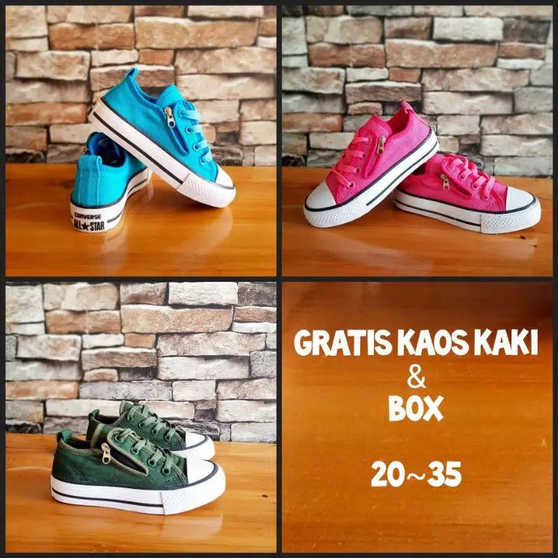 Sepatu Converse Anak zipper ox/resleting variasi tali