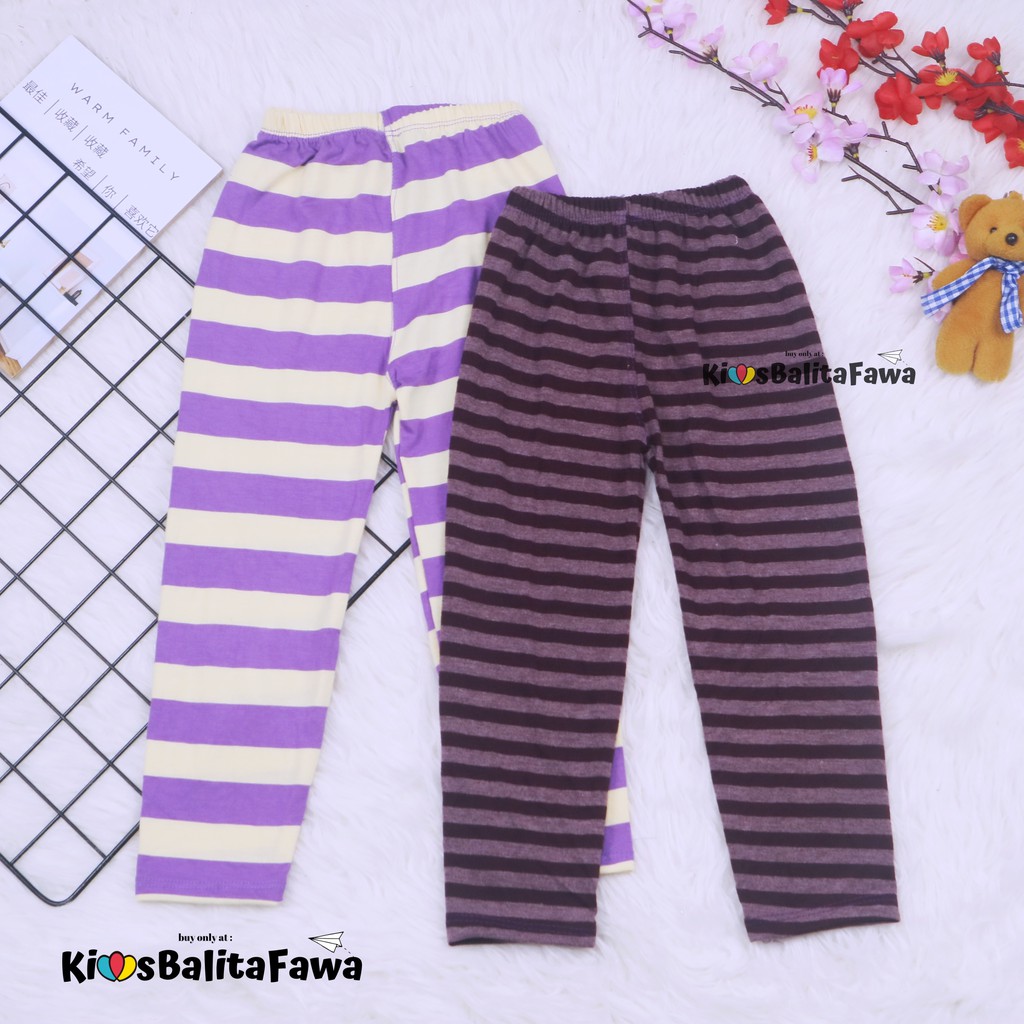 Legging Salur Uk 3-4 Tahun / Pants Garis Bawahan Harian Celana Panjang Anak Perempuan Leging Ketat