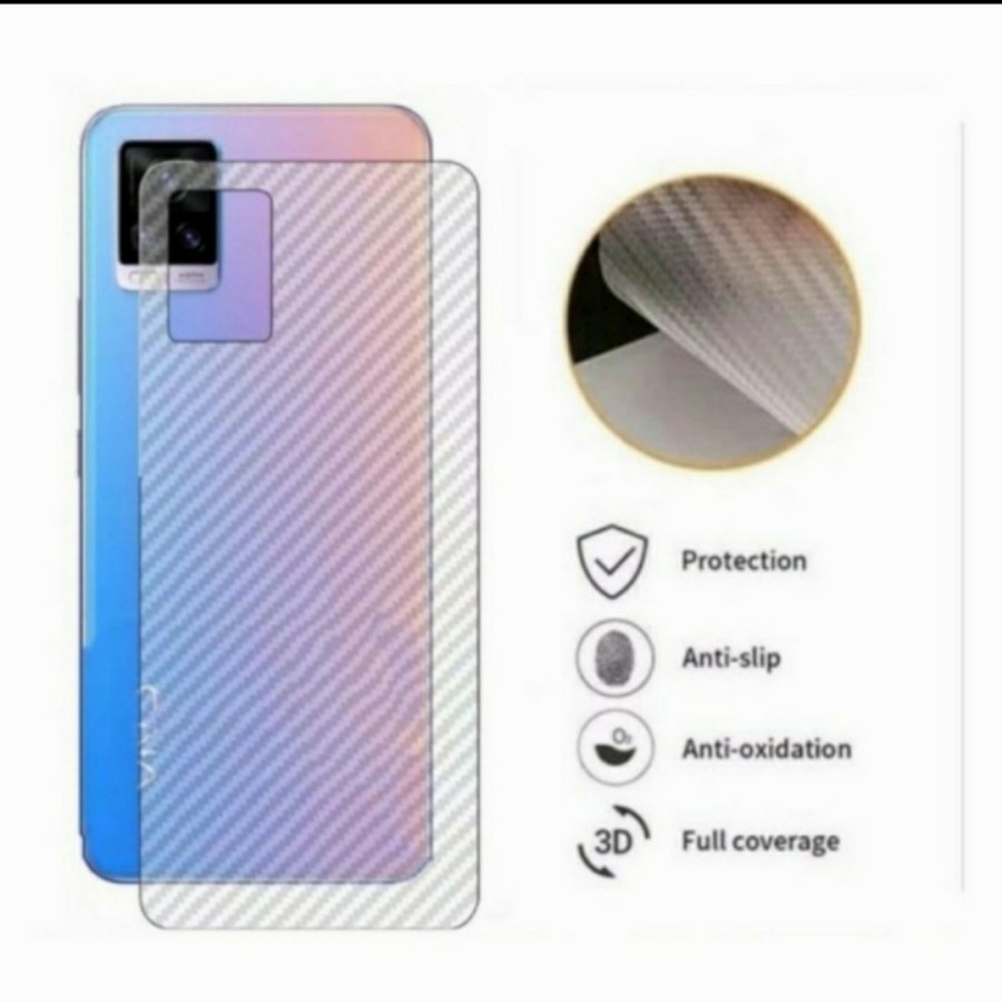 VIVO Y02T Y02 V25E Y75 5G V23e Y33S Y01A Y21T Y21S Y21 2021 V21 4G V21 5G ANTI GORES BELAKANG SKIN CARBON, GARSKIN KARBON TRANSPARAN BELAKANG BACK ANTI JAMUR, V23 e 5G