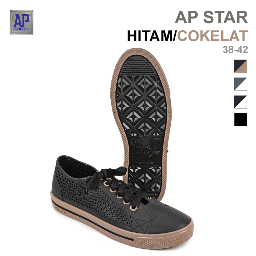 AP Boots AP STAR Hitam Coklat - Sepatu Kets PVC