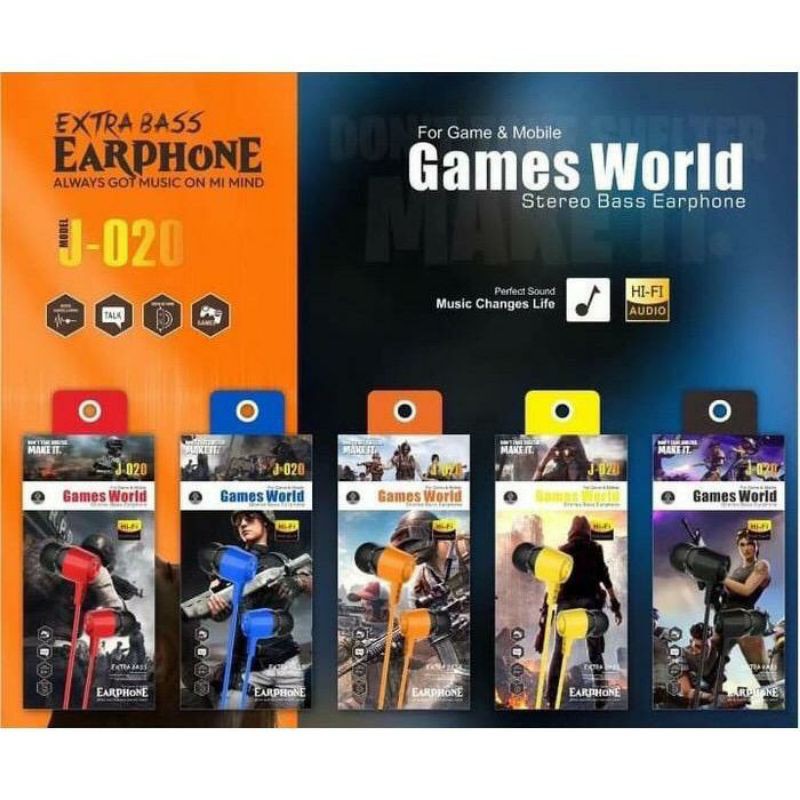 KZ_ Headset Handsfree Extra Bass Earphone J-020 For Game &amp; Mobile Games World