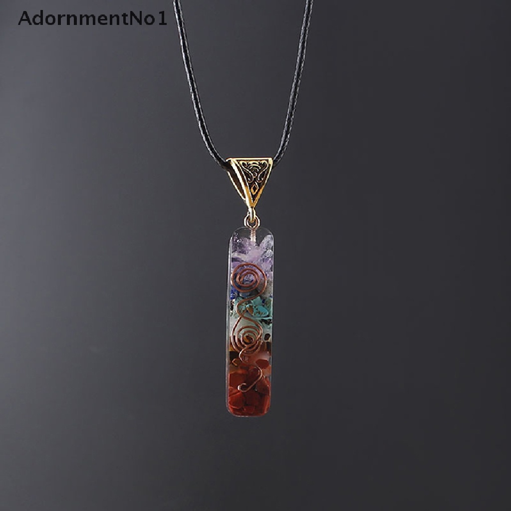 (AdornmentNo1) Kalung Jimat 7 Chakra Liontin aura Alami Untuk Pria / Wanita