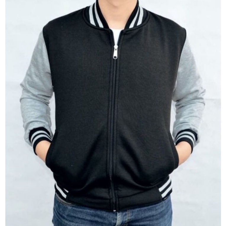 jaket baseball combinasi resleting// jaket baseball versity combinasi