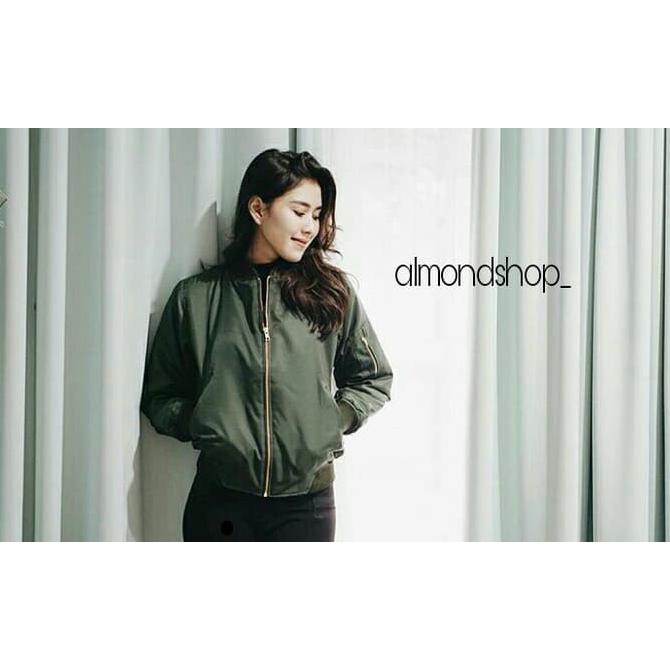 Jaket Bomber Cewe Hijau Army / Jaket Pilot / Motor / Waterproof Deevagrosir.Olshop