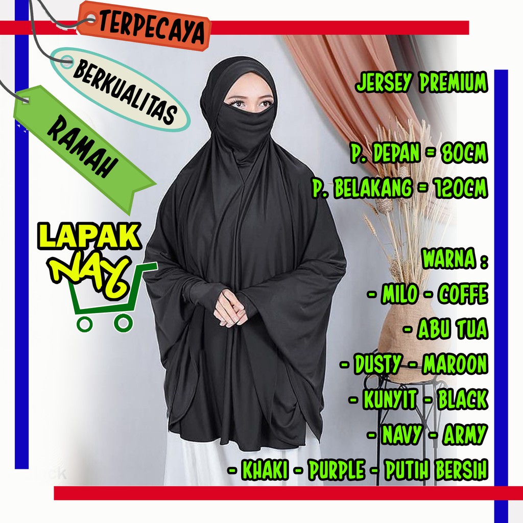 Jilbab Hijab Kerudung bergo French Khimar Cadar Khania Lengan N20