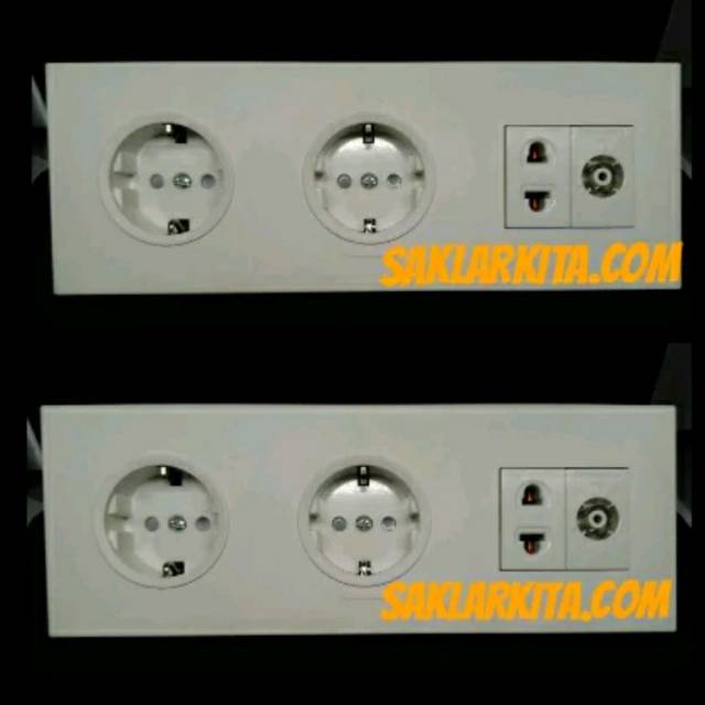 Panasonic White Kombinasi 2 Stop Kontak + Line TV & Mini Univ stop kontak