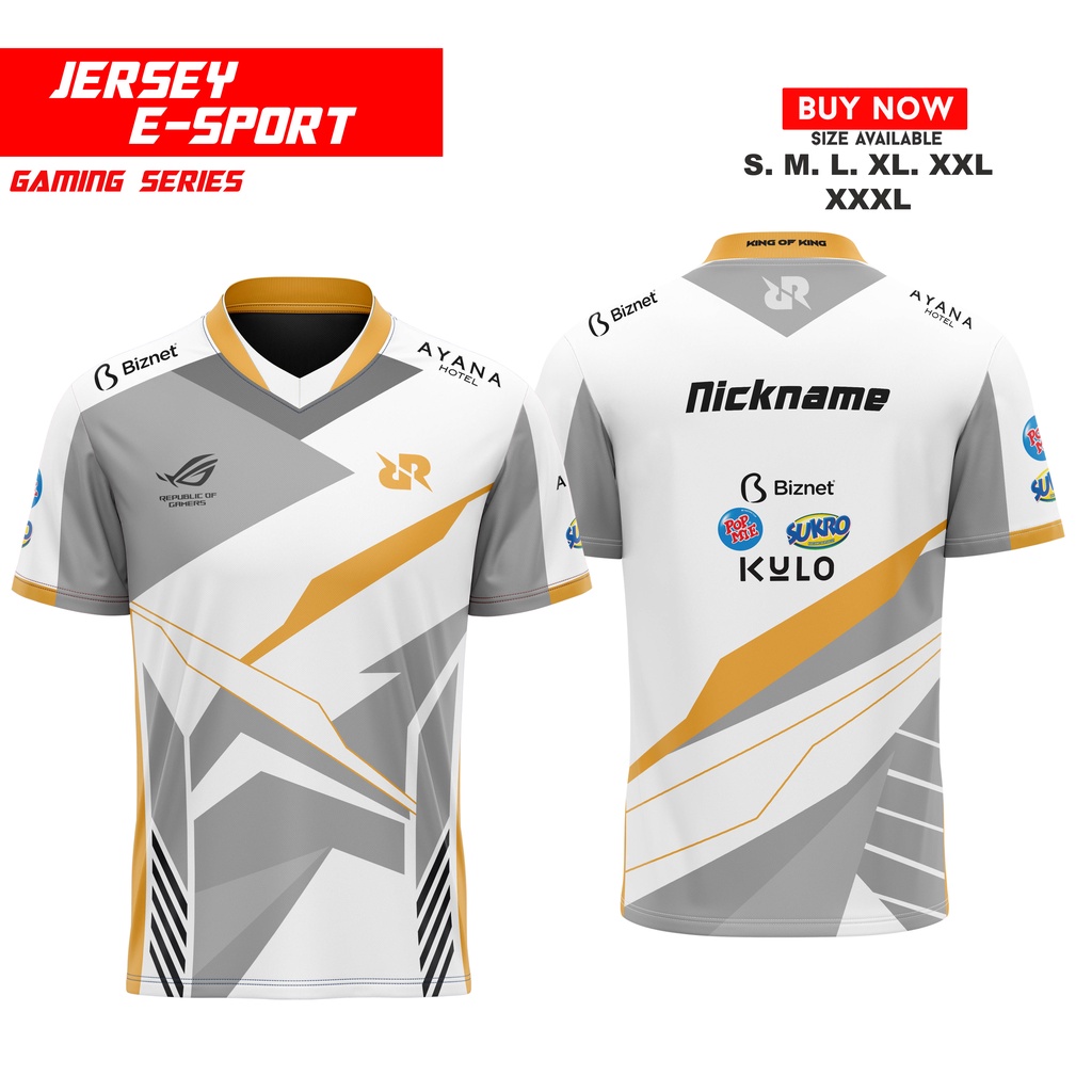 BAJU JERSEY RRQ GAMING WHITE FREE NICKNAME 2021