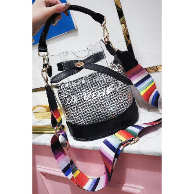 Tas tangan zara serut mini transfaran H 7608