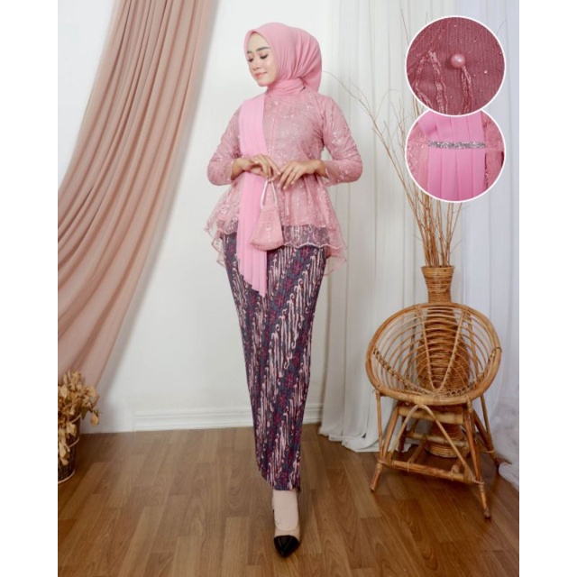 MK - SET KEBAYA AURORA SELENDANG / KEBAYA SELENDANG / KEBAYA TUNANGAN / ROK PLISKET / KEBAYA WISUDA