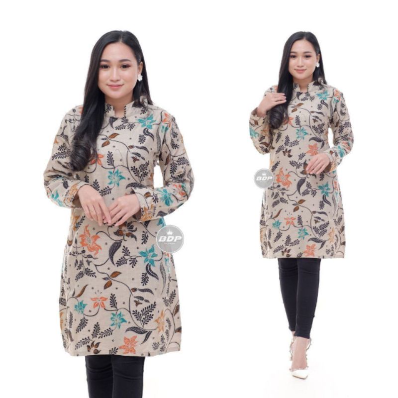 TUNIK BATIK WANITA /ATASAN  BAJU WANITA LENGAN PANJANG SIZE: M,L,XL,XXL