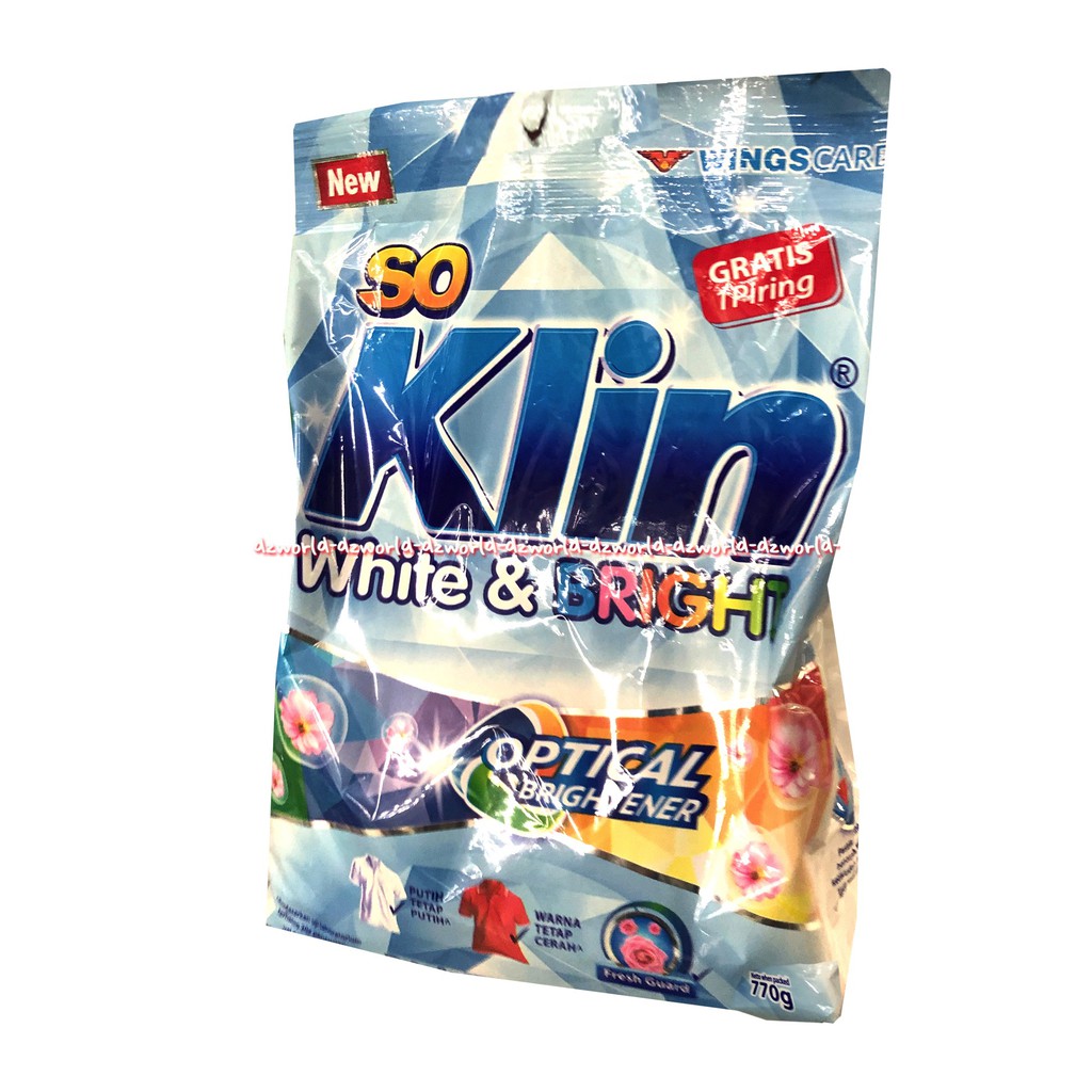 So Klin White &amp; Bright 770gr Sabun Cuci Bubuk Untuk Pakaian Baju Putih Bewarna Soklin