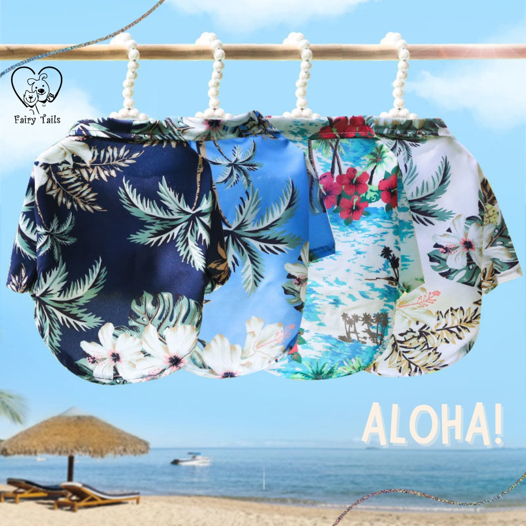 Baju Anjing Kucing | Kostum Kaos Kemeja Hawaii Aloha | Pet Aloha Hawai Shirt Clothes