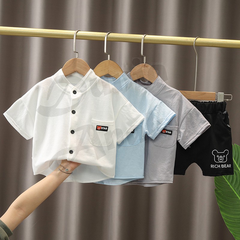 BAJU ANAK LAKI LAKI 2026 / COD SETELAN KEMEJA BAYI LAKI LAKI LENGAN PENDEK / BAJU BAYI LAKI-LAKI / K