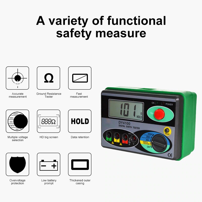 Insulation Tester Meter Digital Megger Earth Resistance Voltage Tester Ground DUOYI DY4100