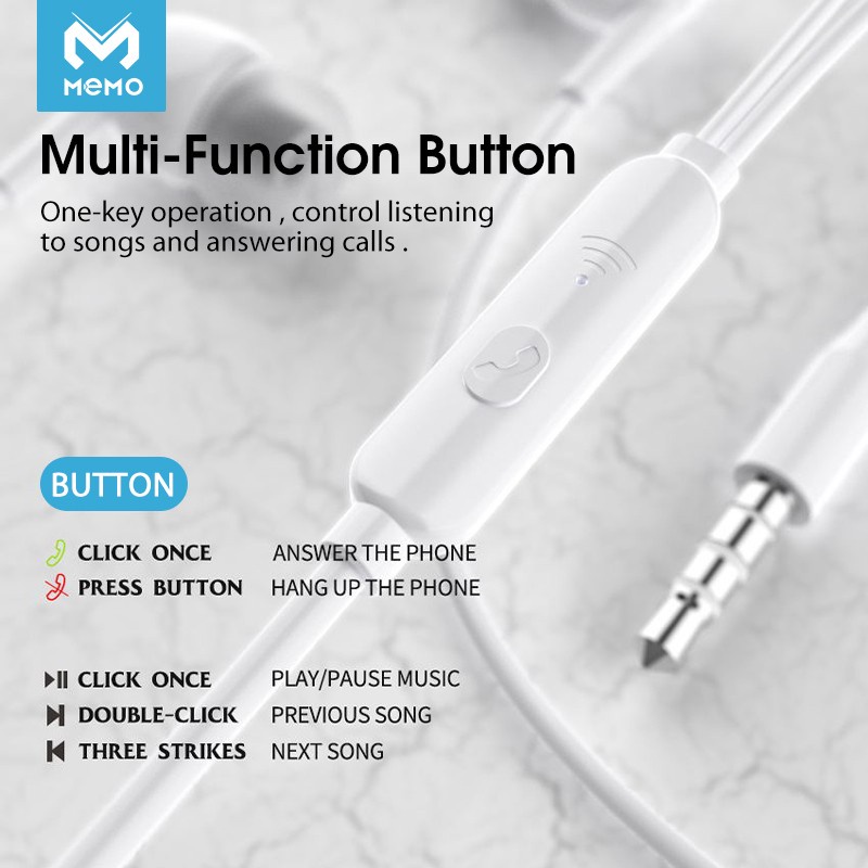 Original Memo Earphone M1 In Ear Headphone Headset Gaming