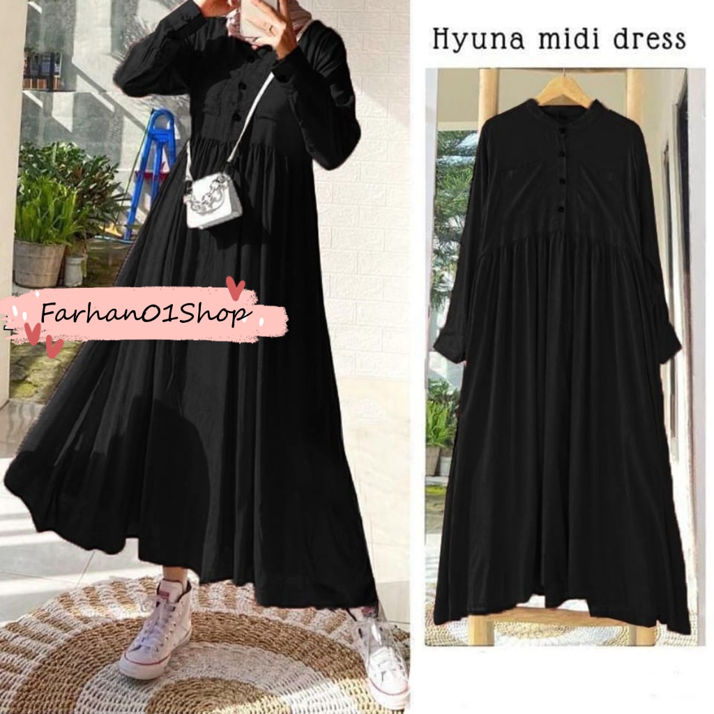 GAMIS HYUNA MIDI DRESS FASHION MUSLIM PREMIUM TERBARU