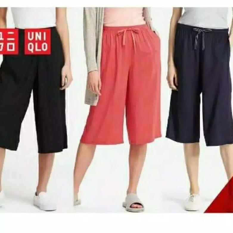 [KODE PRODUK 9LBMJ79100] Celana Kulot Uniqlo Relaco Original Pendek Wanita Polos 7/8