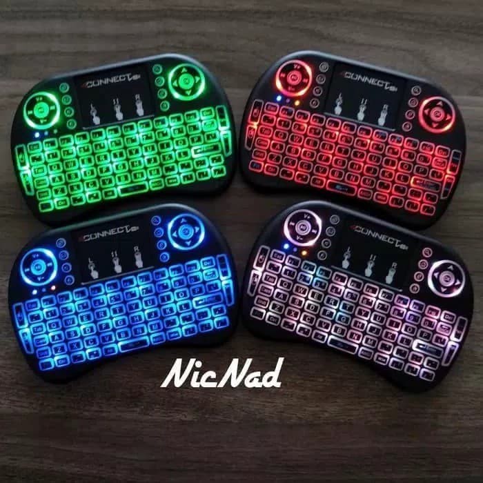 i8 Wireless Mini Keyboard with TouchPad   Air Mouse Rainbow Backlight