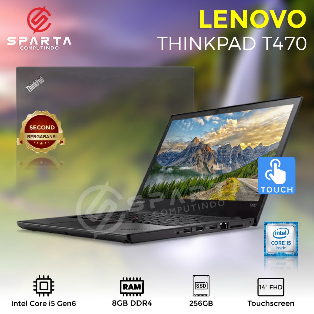 Laptop Touchscreen Lenovo Thinkpad T470 Core i5 Gen 6 Ram 8Gb SSD 256Gb Murah Bergaransi