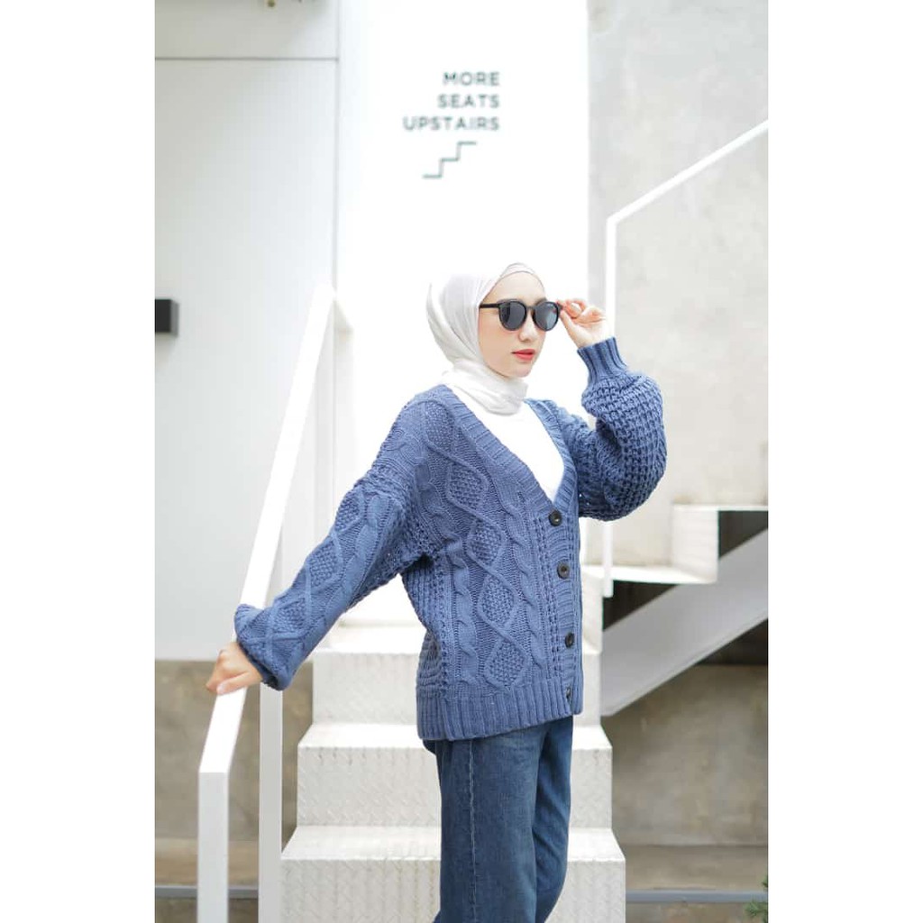 Sophia Cable Cardi Oversize Premium / Cardigan Rajut Oversize