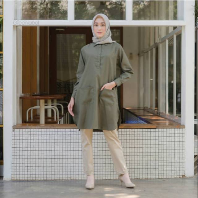 ADZANA TUNIK OLIVE GREEN size S by GREENLABEL