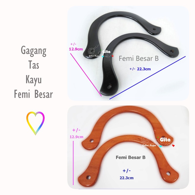 Handle Tas, Tangkai Tas, Jinjingan, Hendel Tas Kayu, Gagang Tas Kayu