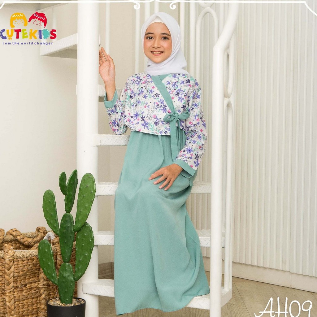GAMIS ANAK HANBOK SETELAN BUSANA MUSLIM ANAK PEREMPUAN JEPANG TOSKA PREMIUM 4 6 8 10 12 TAHUN