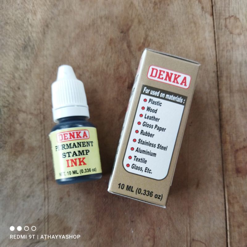 Denka Tinta stampel permanen / permanent stamp ink 10 ml hitam, merah dan biru