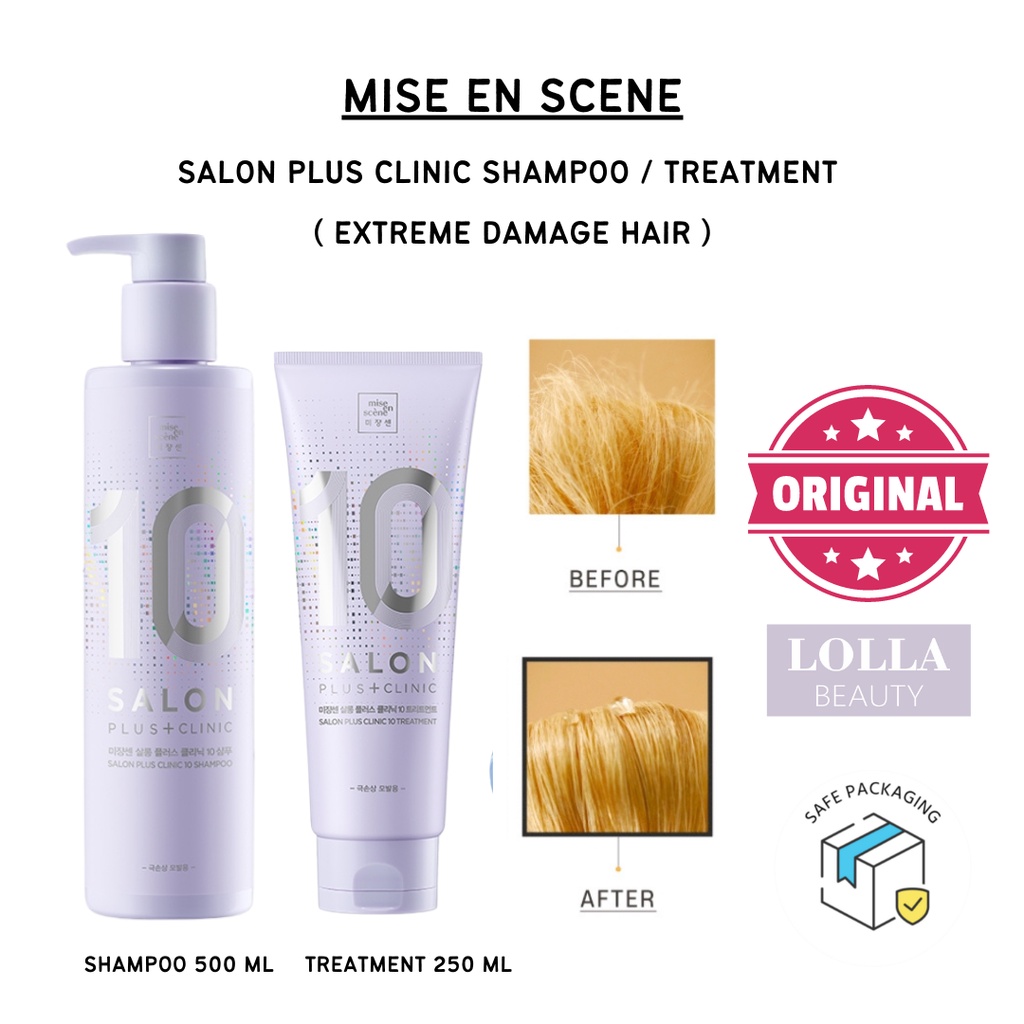 MISE EN SCENE - Salon Plus Clinic Shampoo 500 ml / Treatment 250 ml ( UNGU ) for Extreme Damage Hair