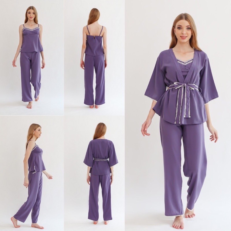 PIYAMA BRANDED ORIGINAL SET 3 tanktop, cardigan, celana // sisa ekspor