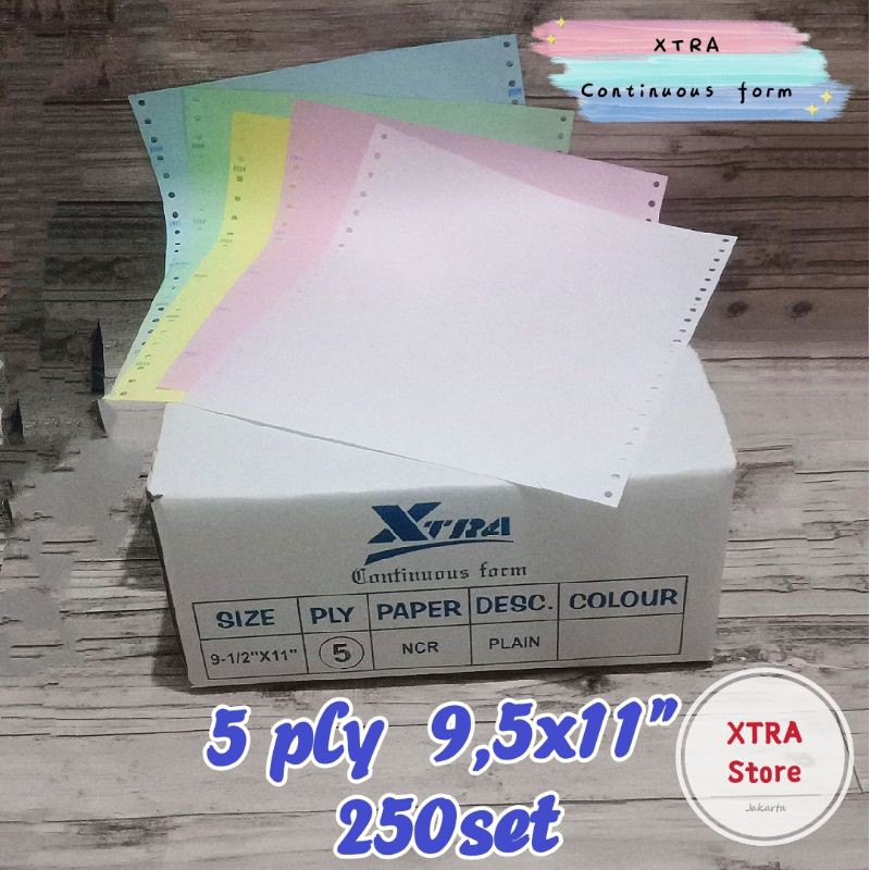 

Kertas 5ply Continuous form 5ply 250set 9.5x11"tanpa pembagian