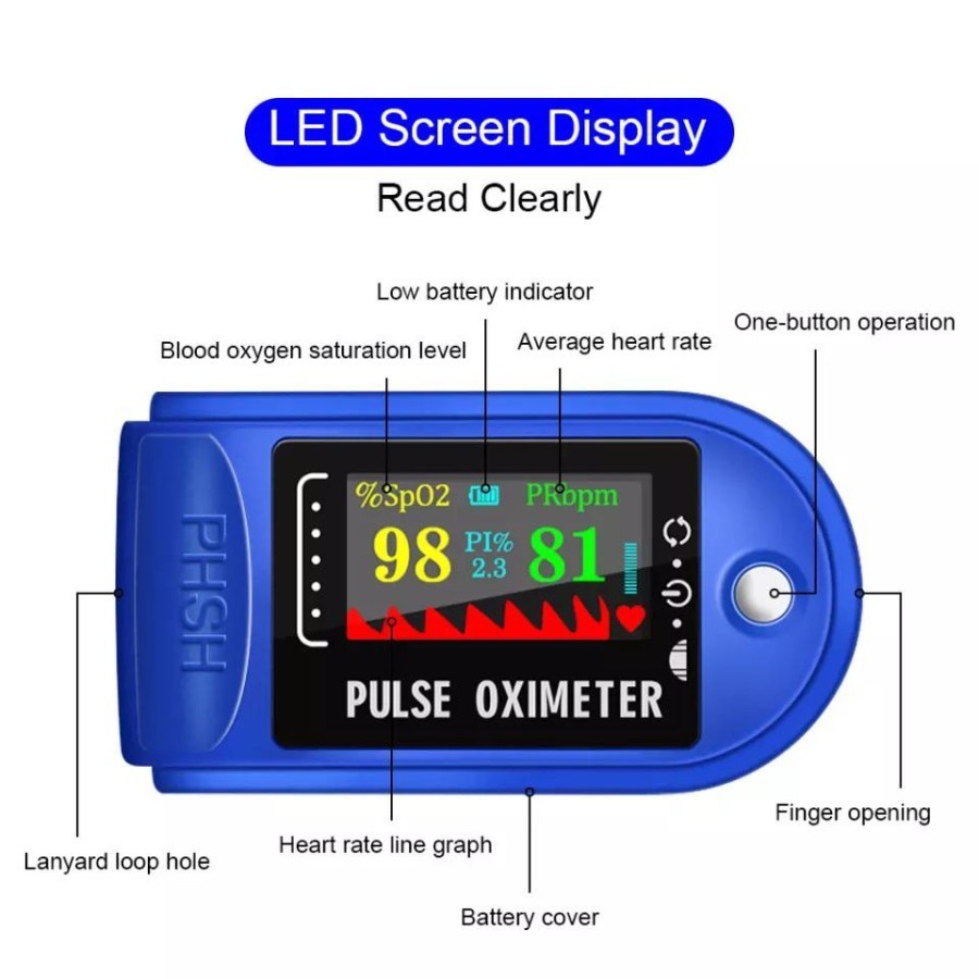 Fingertip LK88 Pulse Oxymeter LCD Full Colour Alat Pengukur Oksigen Oximeter Fingertip LK88